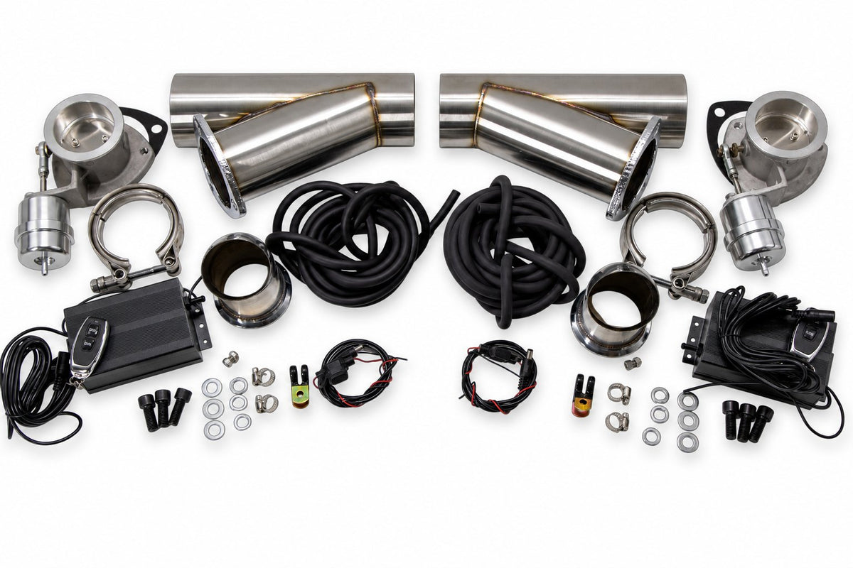 Granatelli Dual 2.5" Vacuum/Pressure-Controlled Exhaust Cutout Kit, Stainless Steel Slip-Fit – 309525K
