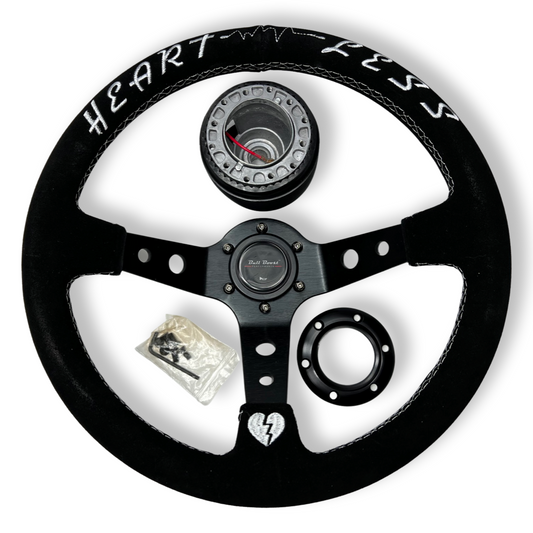 Bull Boost Suede Steering Wheel + Hub Adapter Kit For Subaru Impreza WRX STI Legacy Eclipse