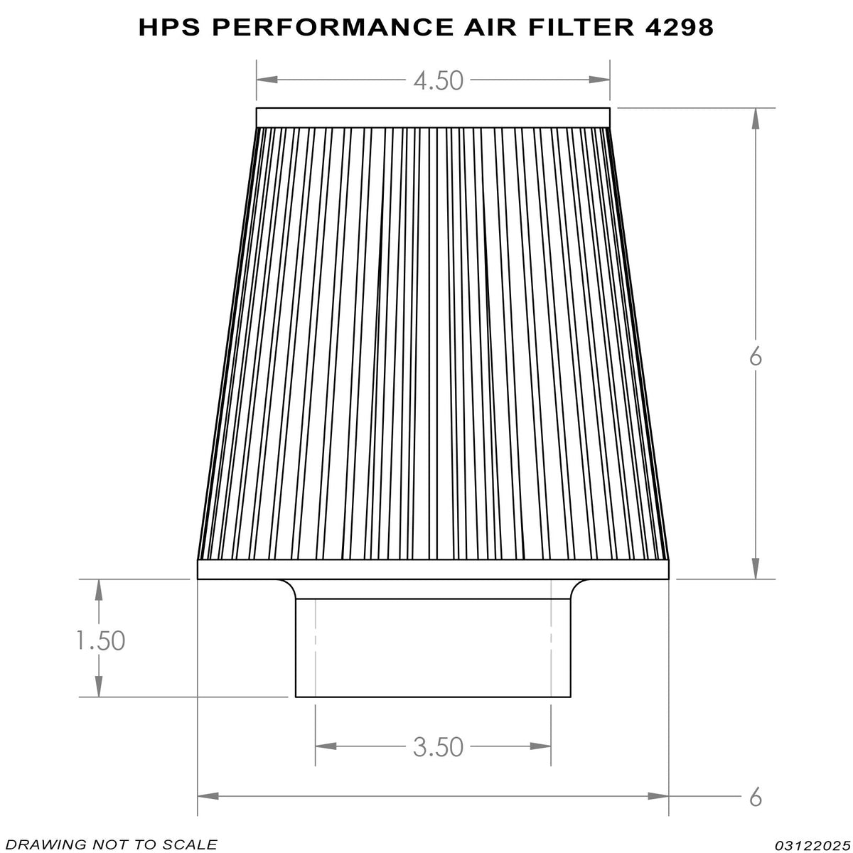 HPS Performance 3.5" Air Filter, 7.75" Length, 6" Base, 4.5" Top HPS-4298 - image 2