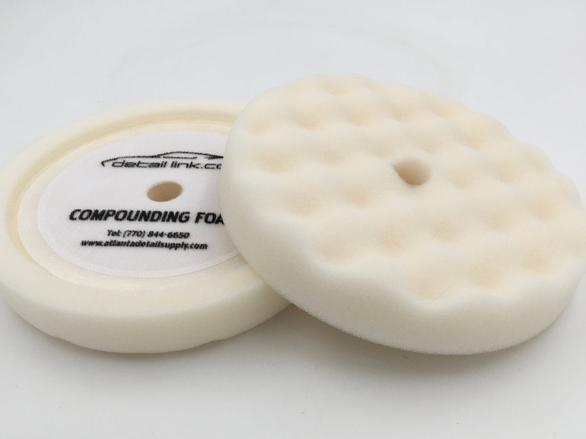 Buff and Shine White Coarse Waffle Face Foam Pad, Recessed Backing 8 in