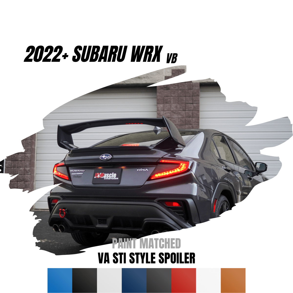 JDMuscle [22-26 WRX] VA STI Style 3-Piece Spoiler-Paint Matched/Gloss Black/ABS *Final Edition