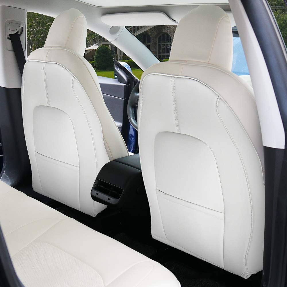 Tesery Lattice Leather Seat Back Protector for Tesla Model 3 & Model Y