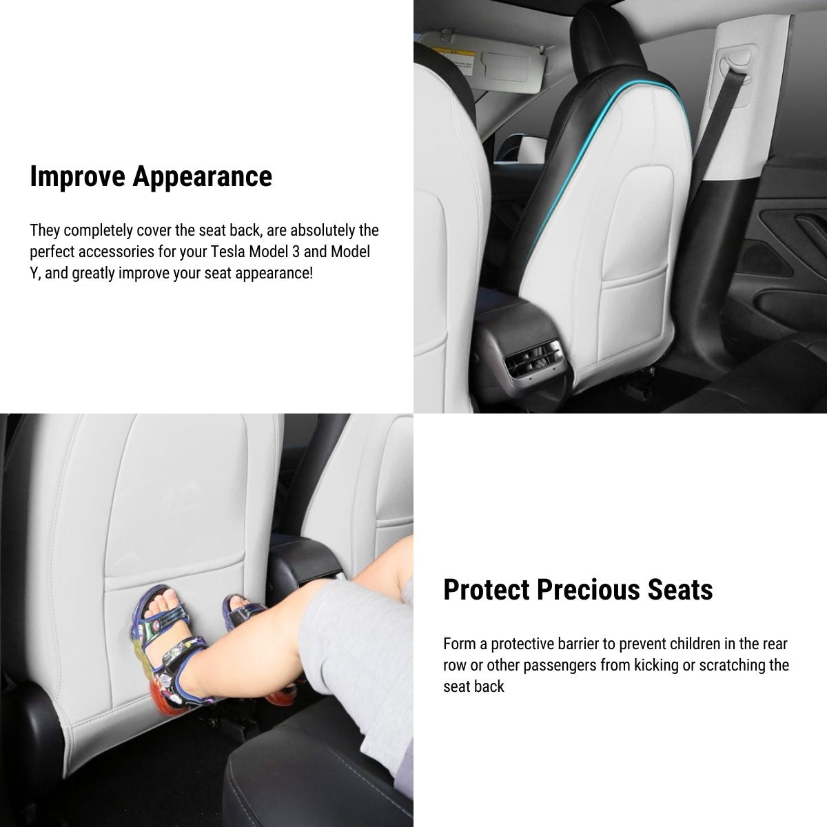 Tesery Lattice Leather Seat Back Protector for Tesla Model 3 & Model Y