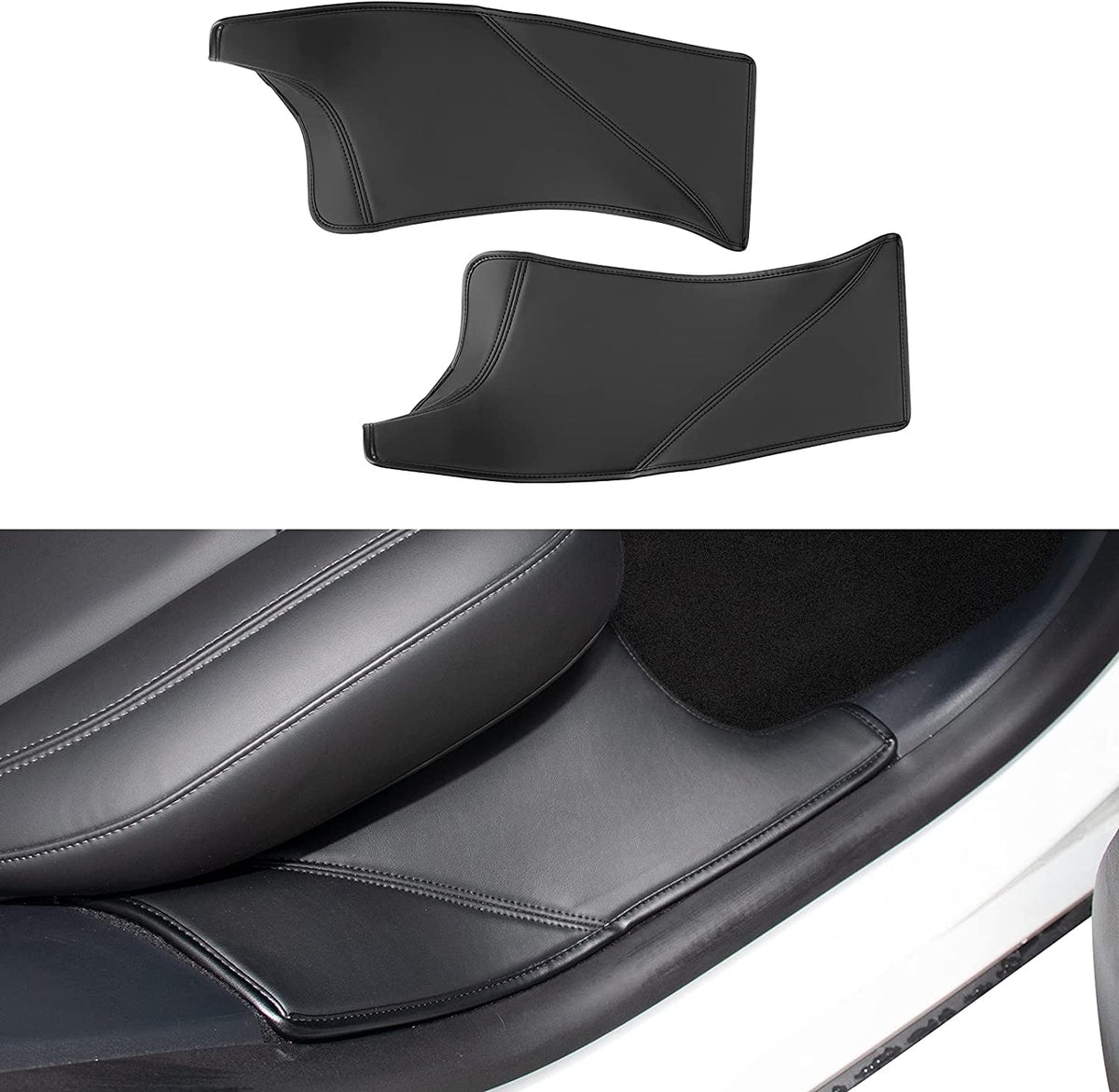 Tesery Leather Rear Door Sill Protector for Tesla Model Y 2020-2025.03