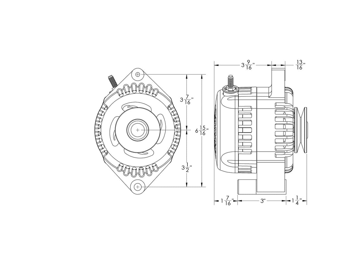 Mechman 170 Amp S Series Billet Racing Alternator 1965-1985 Ford - 1 Wire Polished - image 3