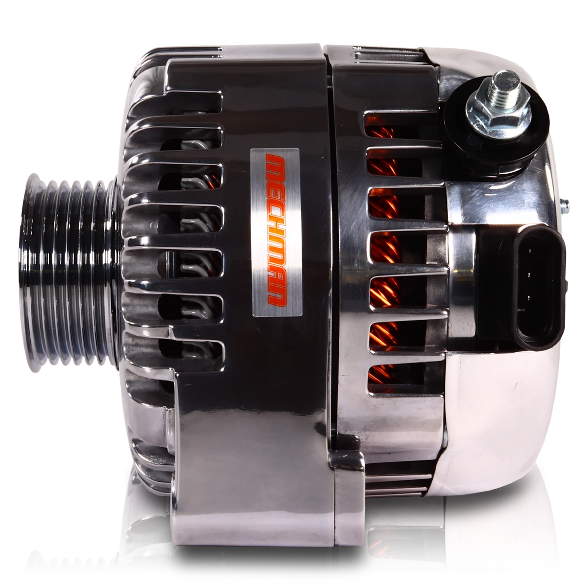 Mechman 240 Amp 6-Phase High Output Alternator 1988-1995 GM Truck - Polished - image 3