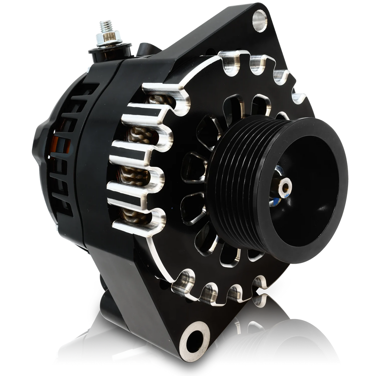 Mechman 240 Amp S Series Billet Alternator 2003-2004 Ford Mustang Cobra 4.6L Supercharged - Black Anodized