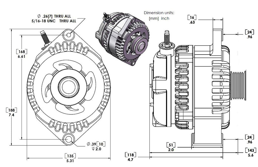 Mechman 320 Amp Racing Alternator 1965-1985 GM - Chrome - image 2