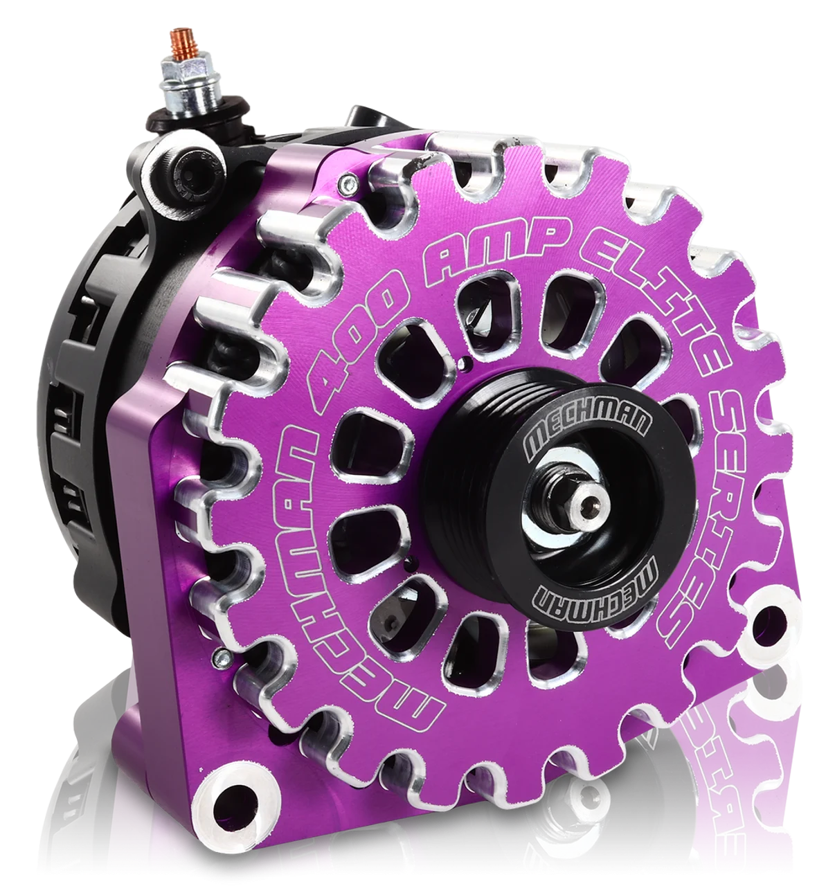 Mechman 400 Amp Billet Large Case Alternator 2001-2007 GM HD Truck 6.6L Duramax - Purple