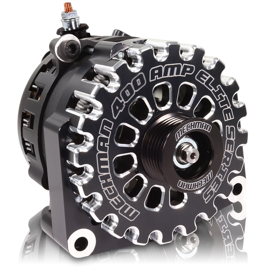 Mechman 400 Amp Billet Large Case Alternator 2001-2007 GM HD Truck 6.6L Duramax - Black