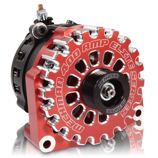 Mechman 400 Amp Billet Large Case Alternator 2001-2007 GM HD Truck 6.6L Duramax - Red