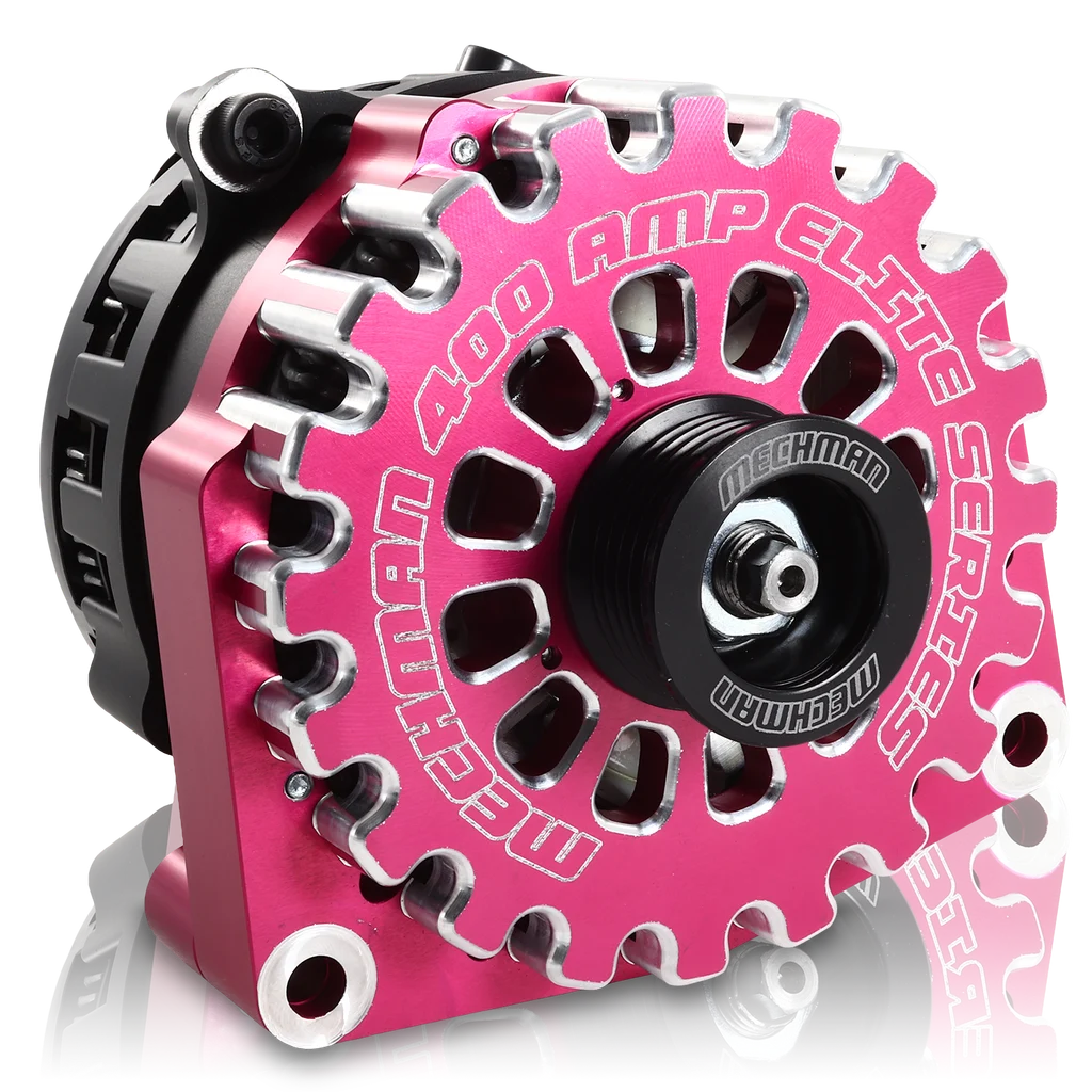 Mechman 400 Amp RVC Bypass Alternator 2005-2013 GM Truck 4.3L 4.8L 5.3L 5.7L 6L - Pink Billet