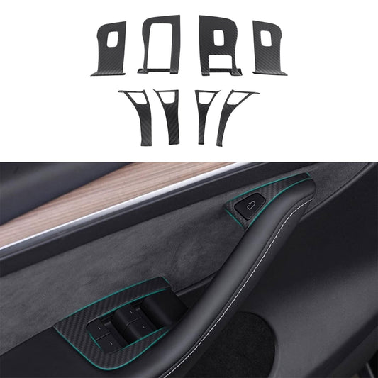 Tesery Dry Carbon Fiber Window & Door Switch Covers for Model Y / Model 3（Left Hand Drive）