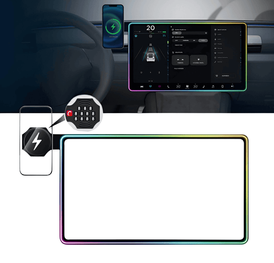 Tesery Model 3/Y Music-Synced RGB Ambient Lighting With Wireless Charging Phone Mount
