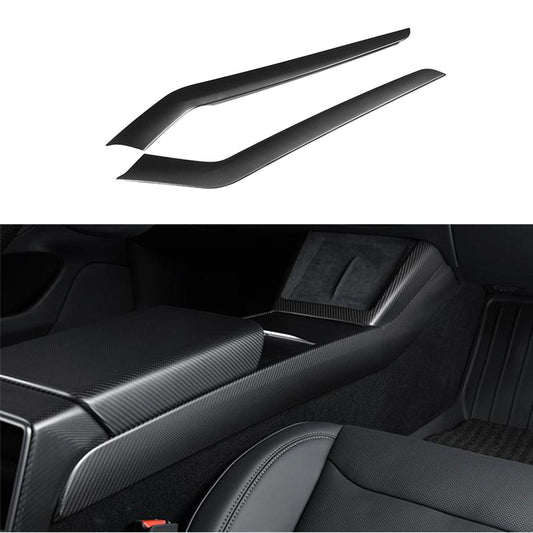 Tesery Real Dry Carbon Fiber Center Console Side Panel Overlays for Model 3 Highland / Model Y Juniper(2 Pieces)