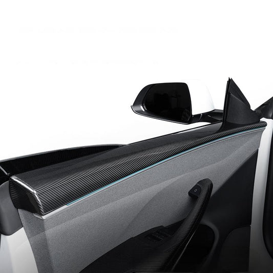 Tesery Real Dry Carbon Fiber Upper Door Trim Panel Overlay for Model 3 Highland / Model Y Juniper