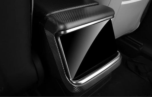 Tesery Rear Screen Air Outlet Frame Dry Carbon Fiber Overlay for Model S/X 2021+