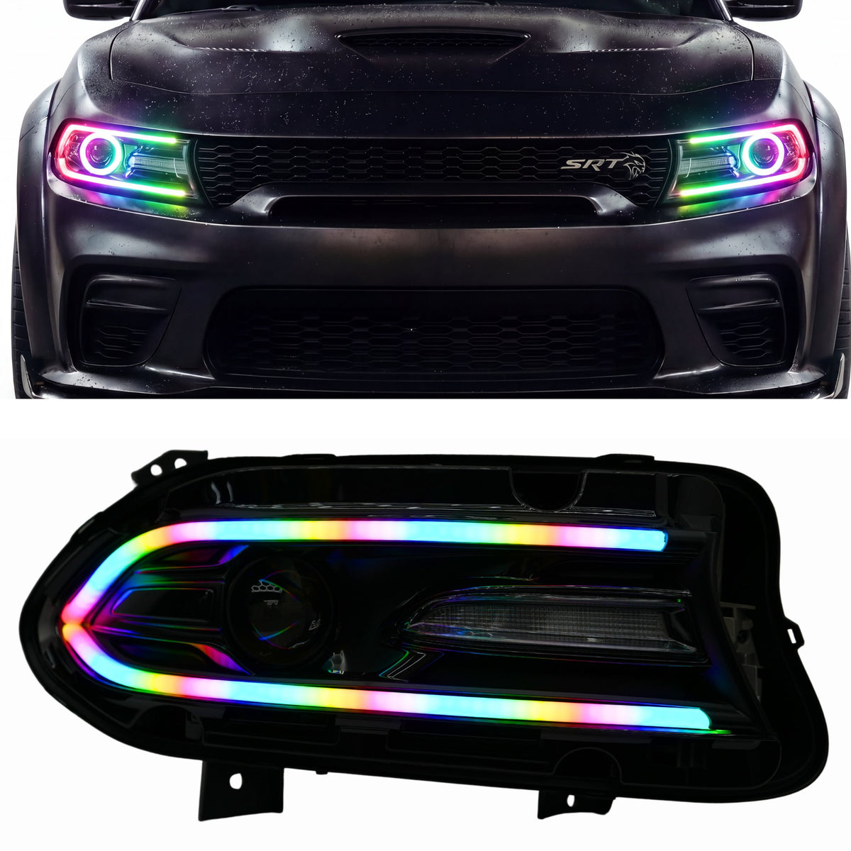 RGB Halo Kits Dodge Charger Flow Series DRL Boards | Diffused LED (2015-2023)