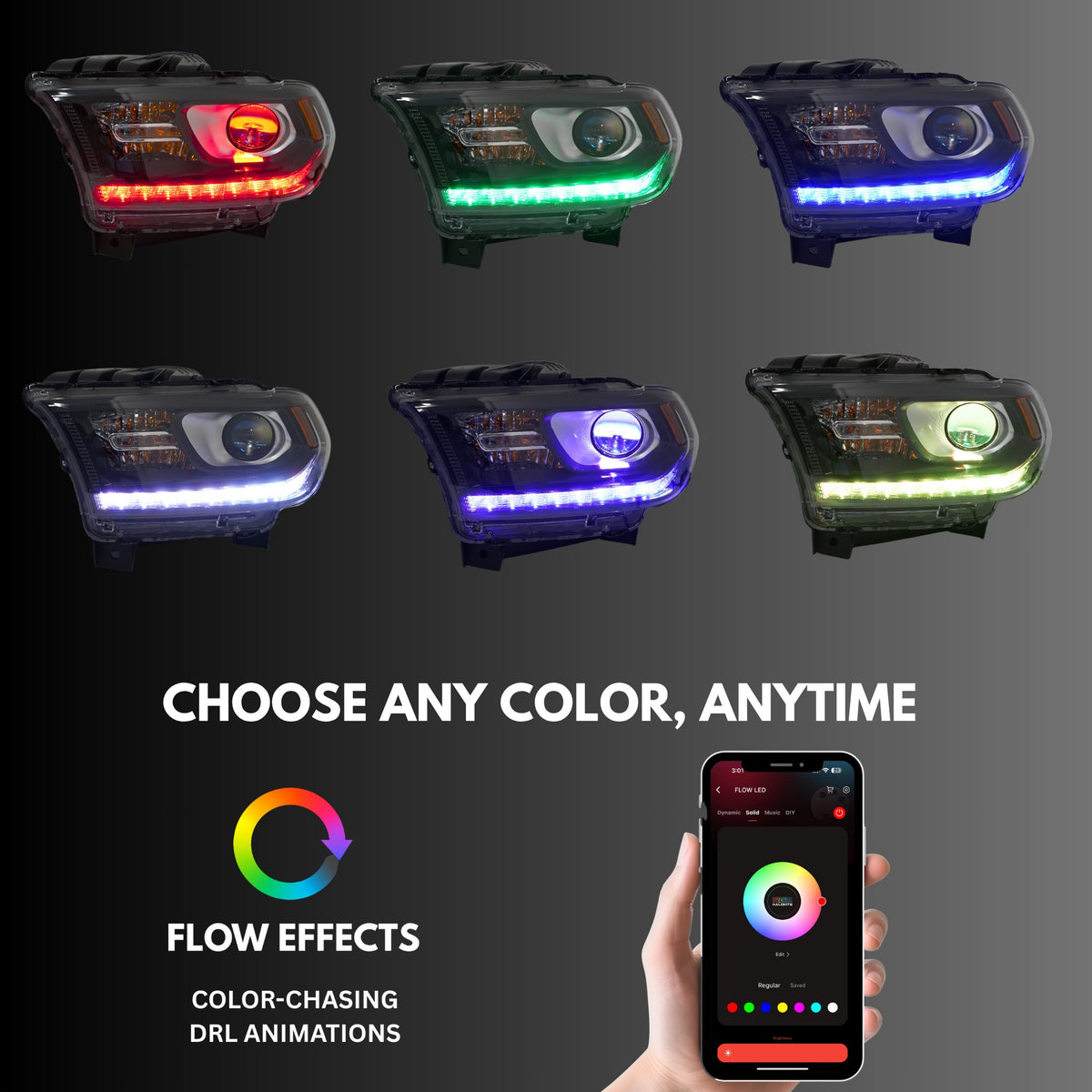 RGB Halo Kits Dodge Durango Multicolor Flow Series DRL Boards (2014-2020) - image 2