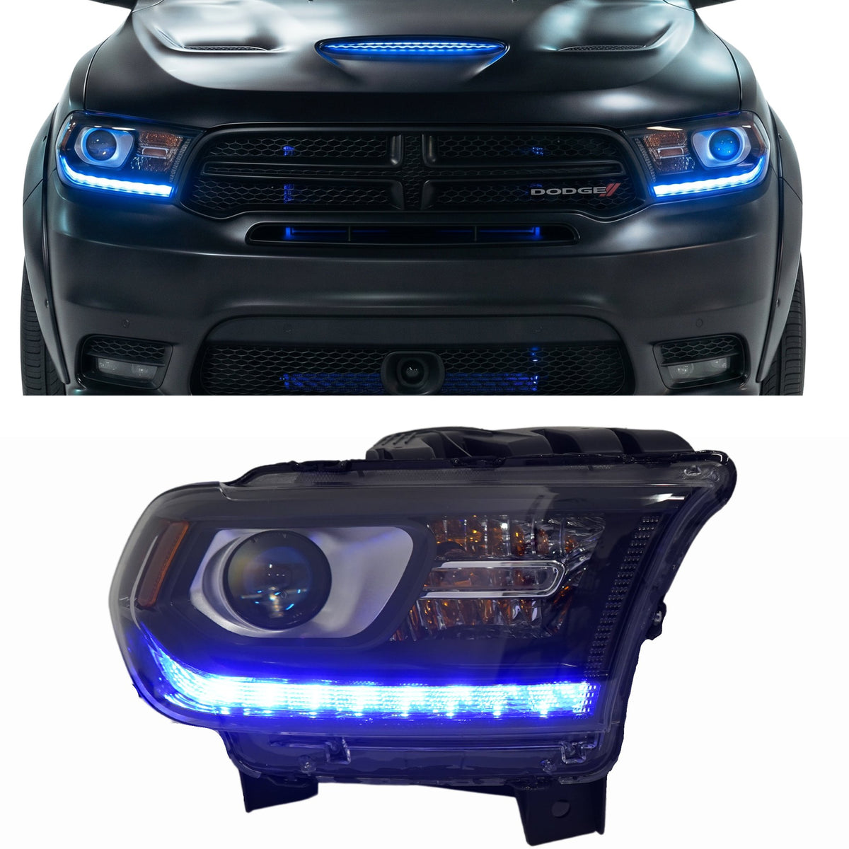 RGB Halo Kits Dodge Durango Multicolor Flow Series DRL Boards (2014-2020)