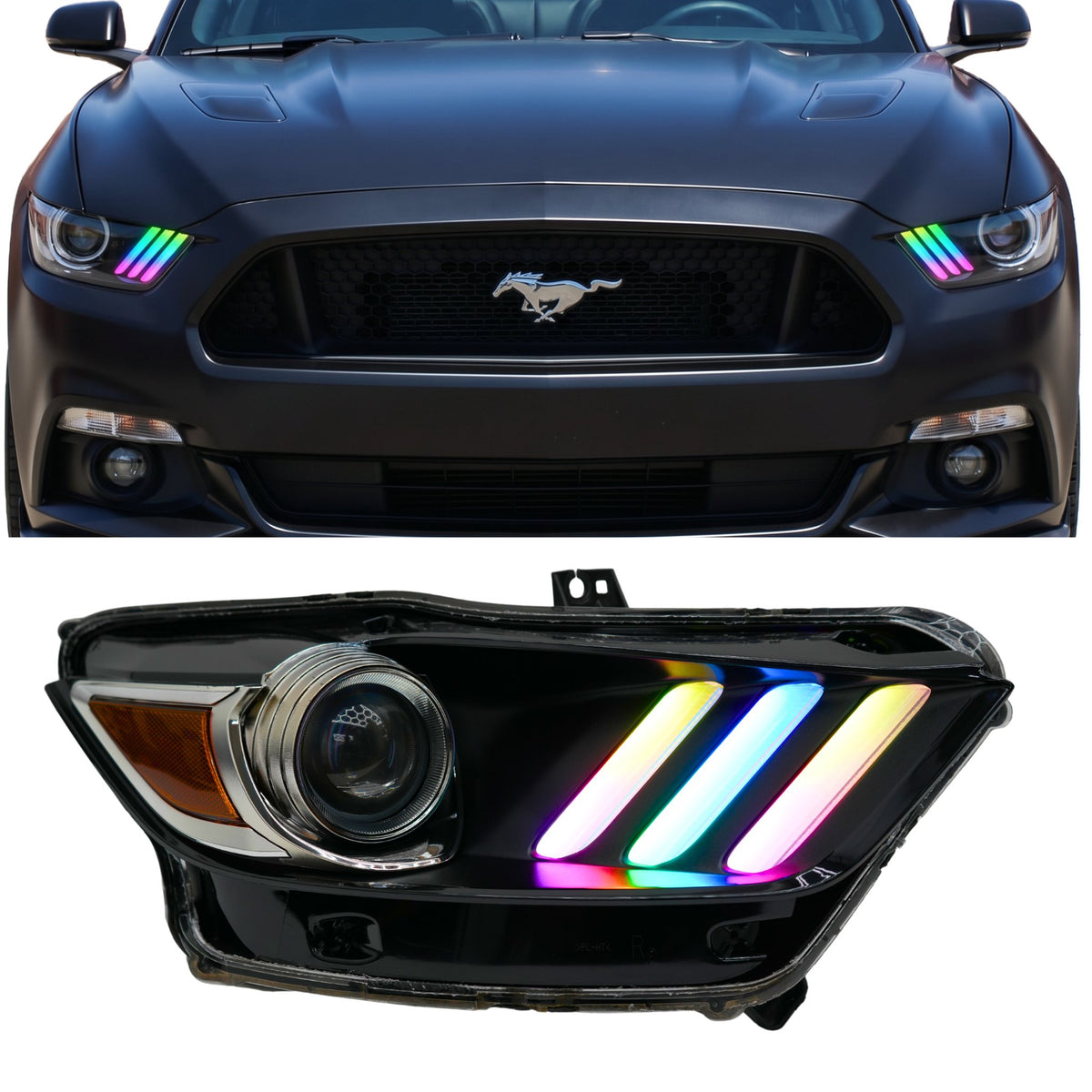 RGB Halo Kits Ford Mustang Multicolor Flow Series DRL Boards (2015-2017)