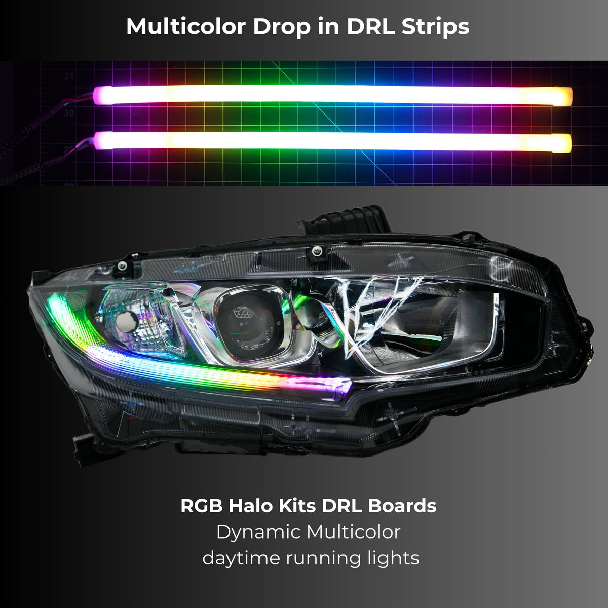RGB Halo Kits Honda Civic Multicolor Flow Series DRL Boards (2016-2021) - image 2