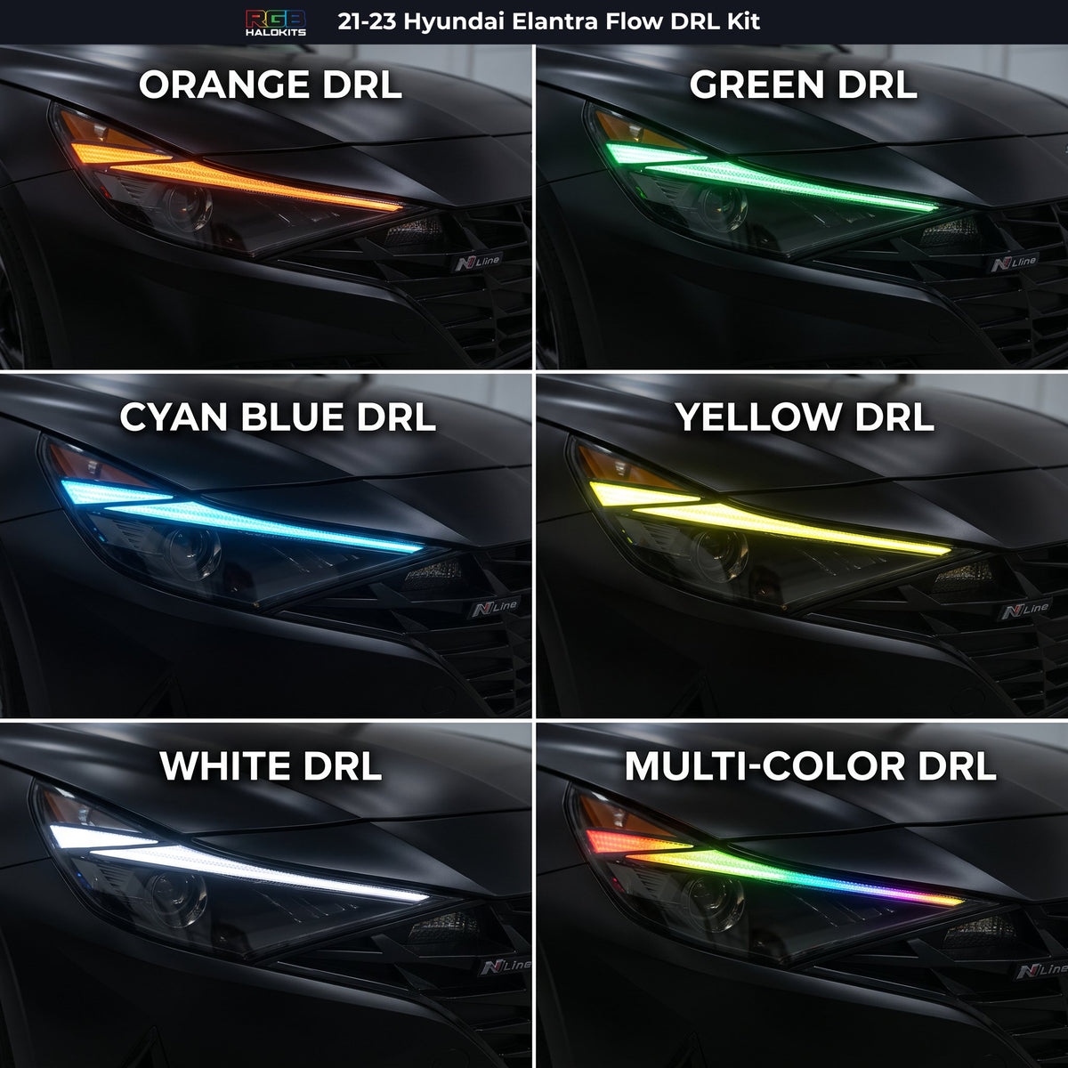 RGB Halo Kits Hyundai Elantra Multicolor Flow Series DRL Boards (2021-2023) - image 3