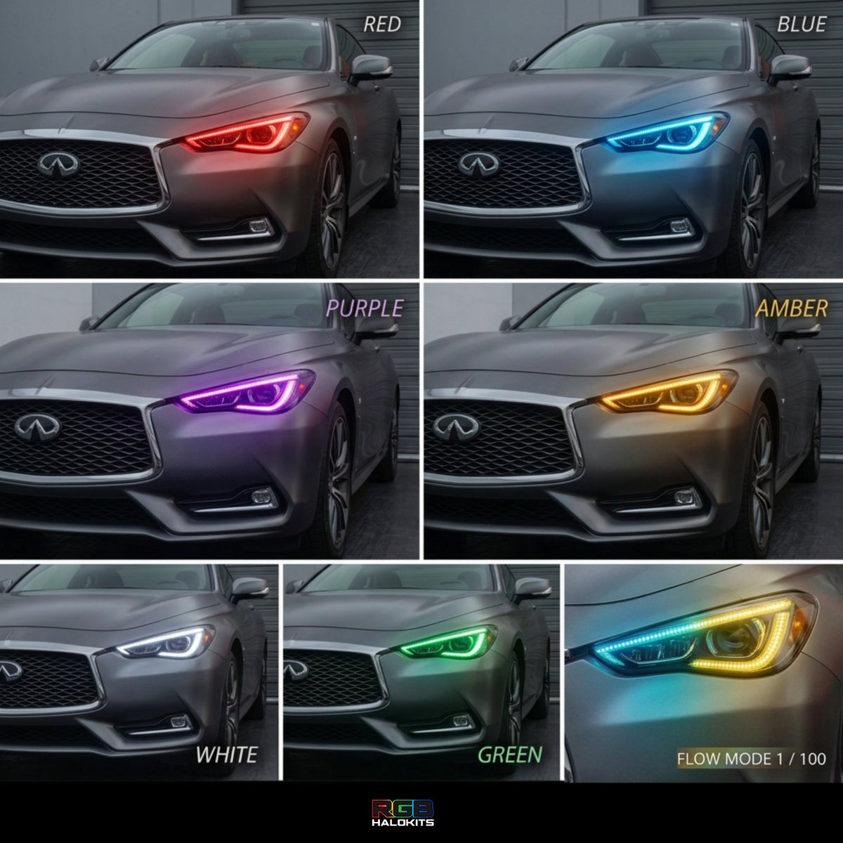 RGB Halo Kits Infiniti Q60 Multicolor Flow DRL Boards (2016-2022) - image 2