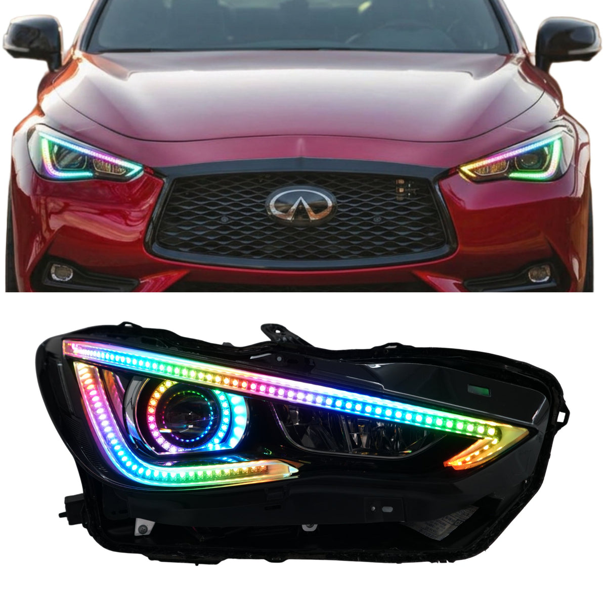 RGB Halo Kits Infiniti Q60 Multicolor Flow DRL Boards (2016-2022)