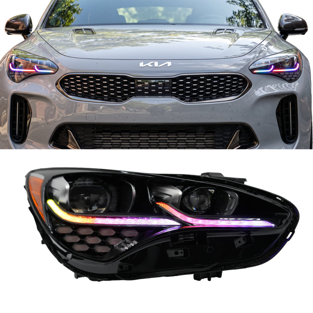 RGB Halo Kits Kia Stinger Multicolor Flow Series DRL Boards (2017-2024)