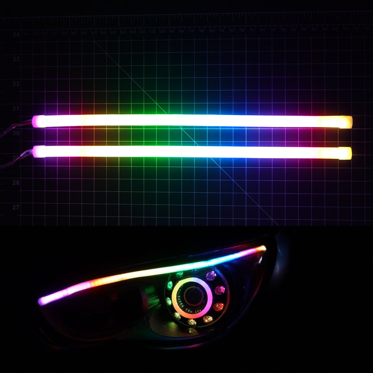 RGB Halo Kits Universal Flexible Multicolor DRL Tube Strips | RGBW & Flow Series
