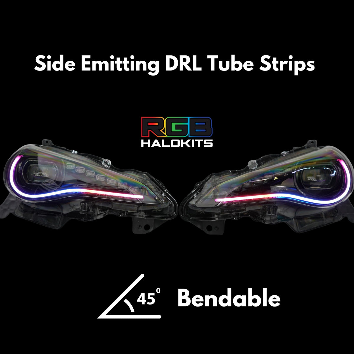 RGB Halo Kits Universal Side Emitting Flexible DRL Diffused Strips | Multicolor - image 4
