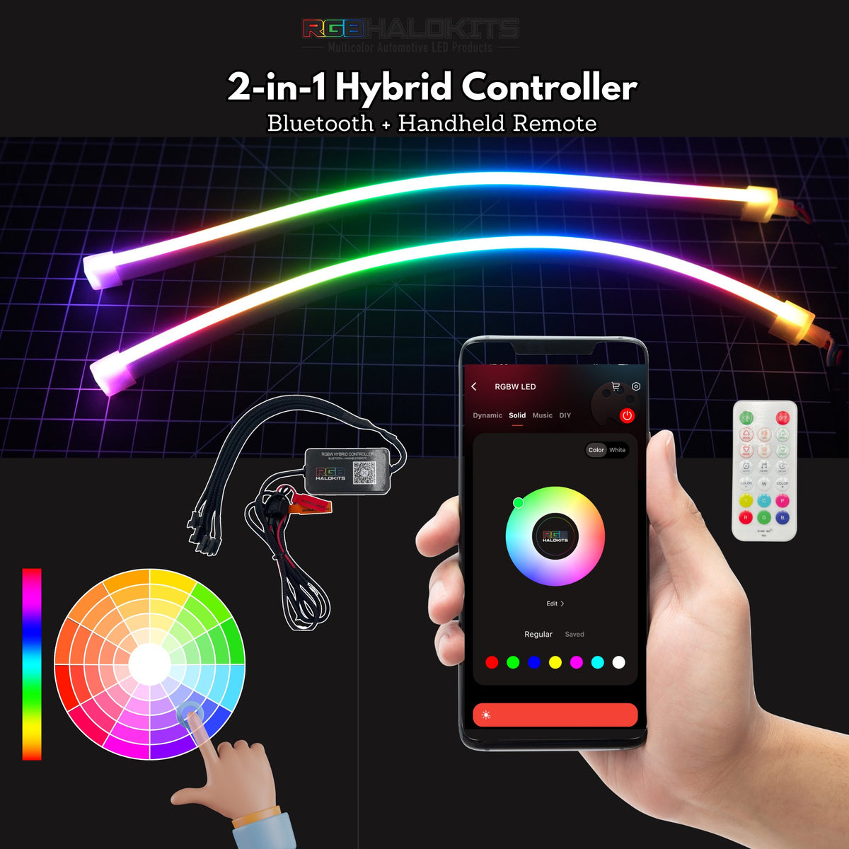 RGB Halo Kits Universal Side Emitting Flexible DRL Diffused Strips | Multicolor - image 8