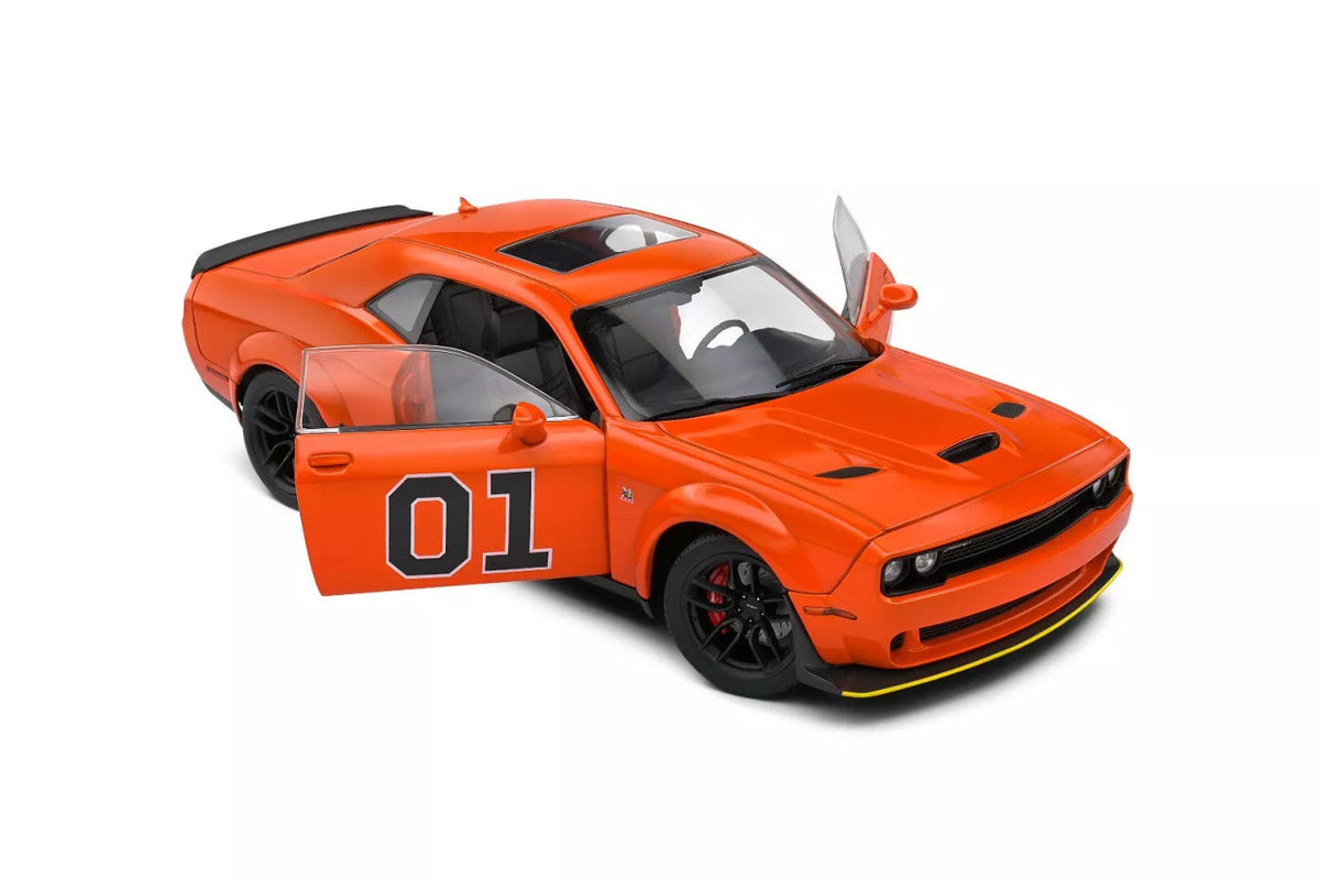 Solido 2023 Dodge Challenger R/T Scat Pack Widebody No 1 Hazzard Tribute Orange 1:18