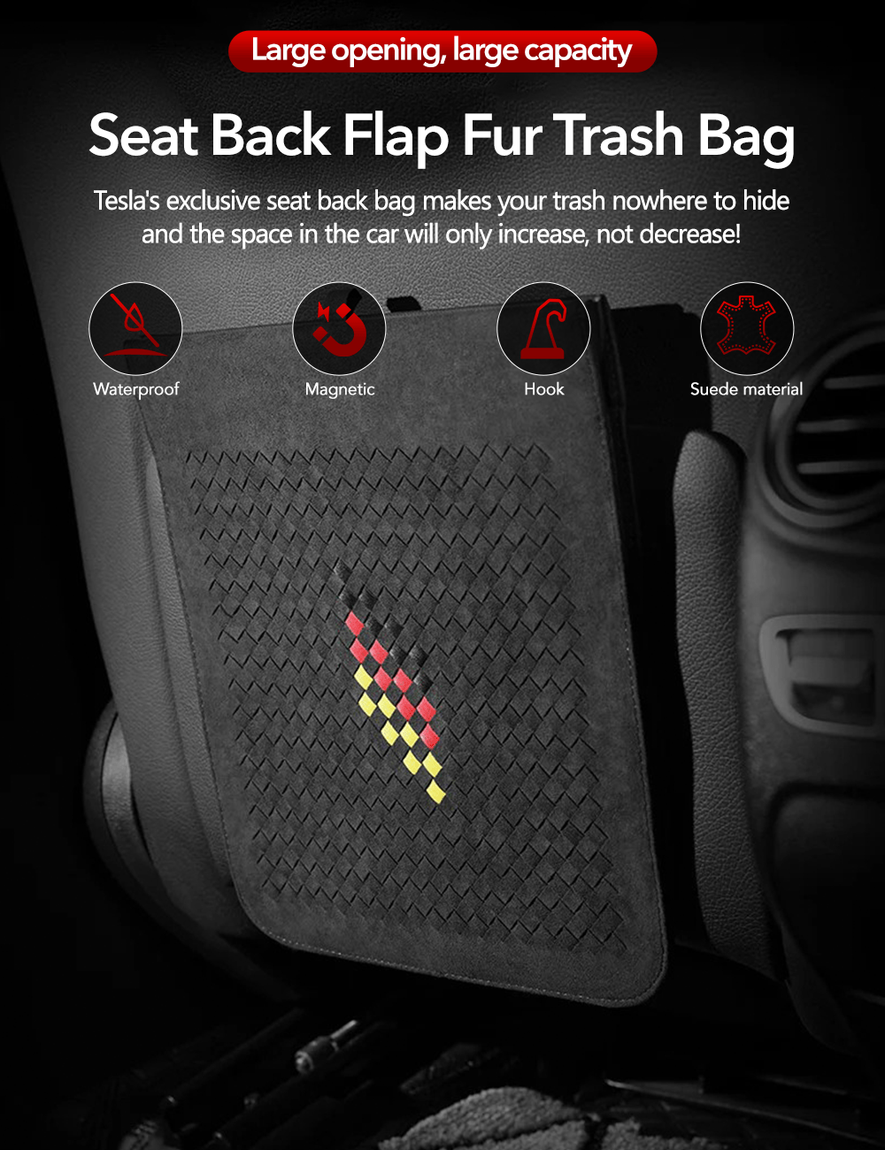 Tesery Seat Back Sunde Trash Bag for Tesla
