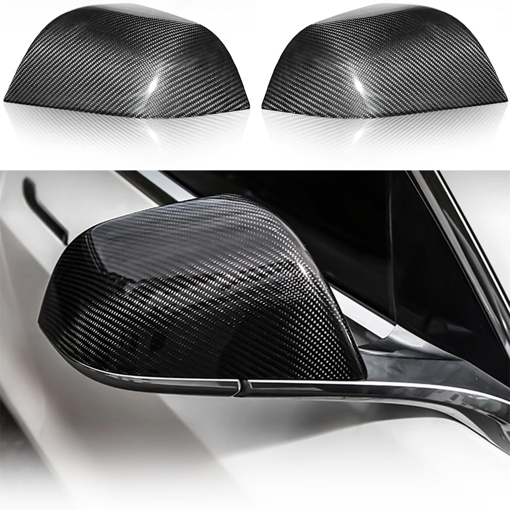 Tesery Side Mirror Cover OEM Style for Tesla Model X / S - Dry Carbon Fiber Exterior Mods