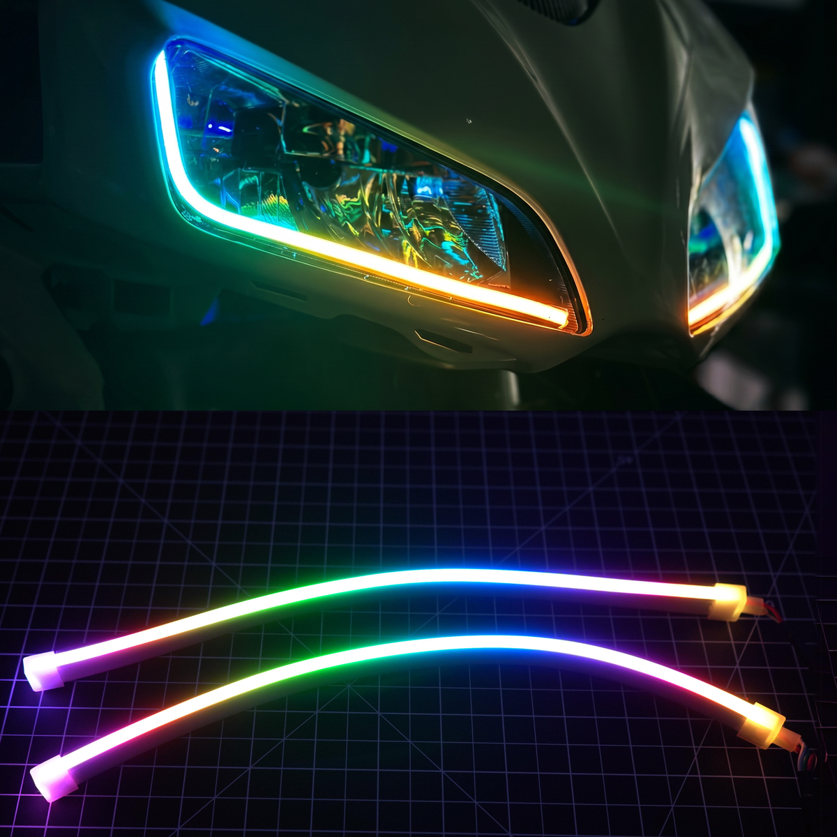 RGB Halo Kits Universal Side Emitting Flexible DRL Diffused Strips | Multicolor