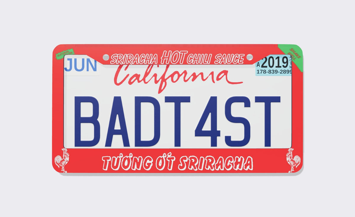 Siracha Hot Sauce License Plate Frame