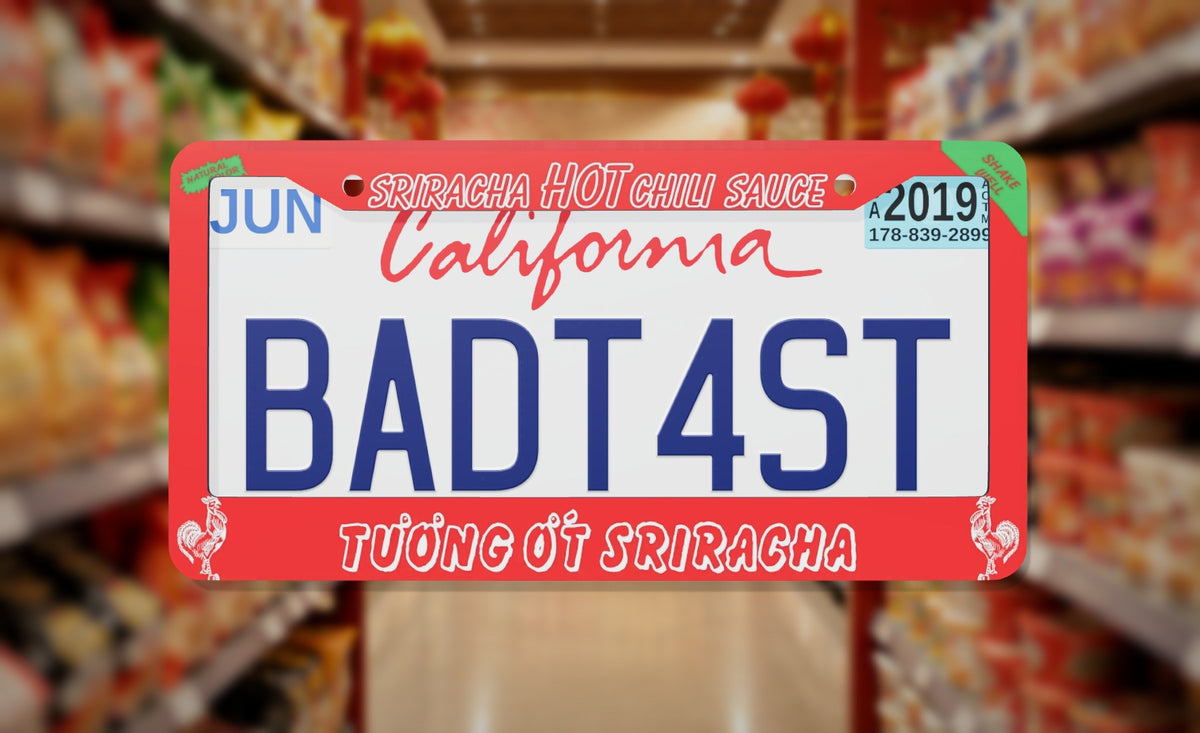 Siracha Hot Sauce License Plate Frame