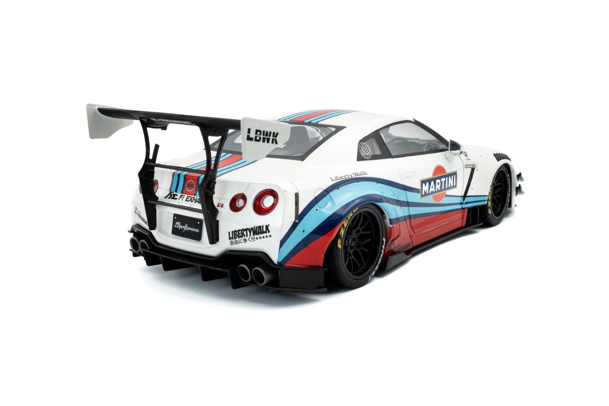 Solido 2024 Nissan GT-R (R35) W/ Liberty Walk Body Kit 2.0 Martini White 1:18 - image 2