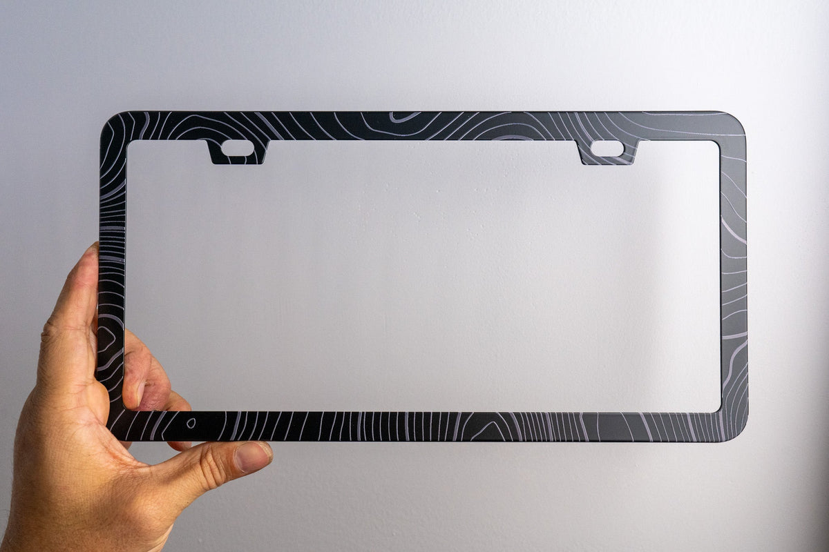 USA Topo Map Slim License Plate Frame - Black, Pair