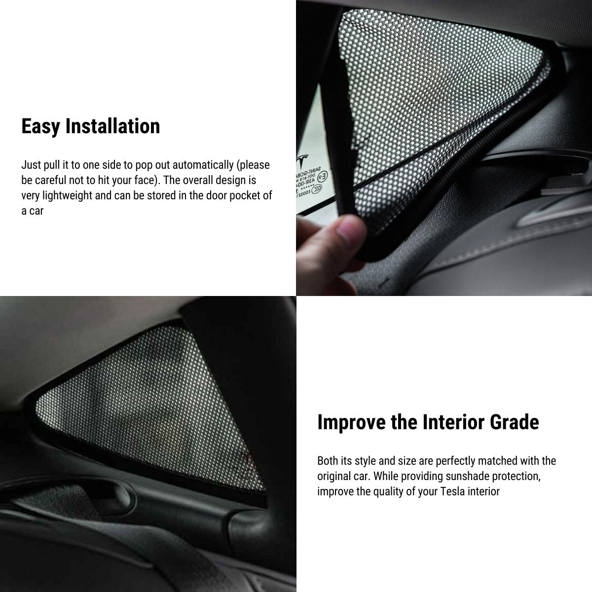 Tesery Triangular Window Shades for Tesla Model Y/3